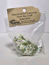 Retro Ceramic Macrame Bird Bead Green Splatter Mid Century Hazel Pearson CA NOS