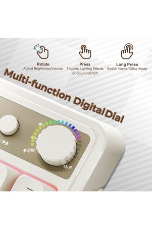 Tri-Mode Bluetooth/2.4GHz/USB-C Cute Creamy Gaming Keyboard with Number Pad RGB - Picture 8 of 9