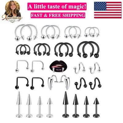 Lip Rings 16G Snake Bite Piercing Labret Jewelry Monroe Lip Barbell Ring Spik...
