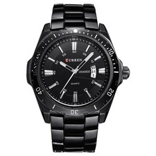 Men's Waterproof Quartz Watch with Stainless Steel Band & Date Display