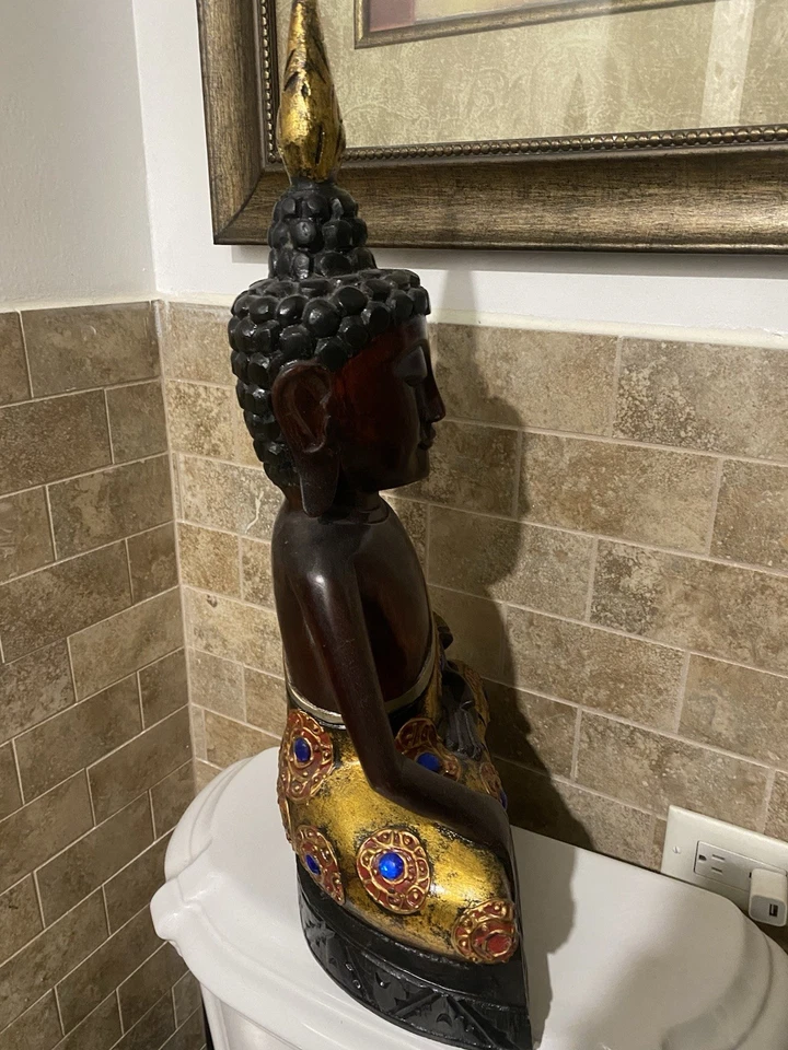 Grande estátua de ídolos de Buda oração meditação Deus sala de ioga coleção decoração para casa - Imagem 2 de 4