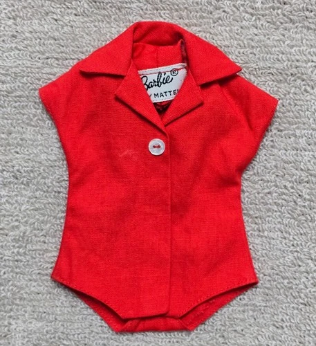 Vintage 1962 Mattel Barbie Doll Fashion Pak RED Bodysuit Blouse Mix Match Shirt