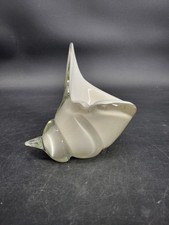 Murano-Style Conch Shell Sculpture Hand-Blown Glass White Opaline 6.5" T X 7" L