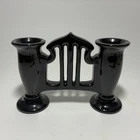 Roseville Pottery  -  Black Rosecraft Double Bud Vase Gate  - 46-5