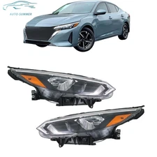 For Nissan Sentra 2024-2025 Headlight Assembly Left+Right Halogen Black Clear