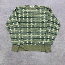 Vintage abstract knitted jumper Patterned Grandad knit sweater Men's L