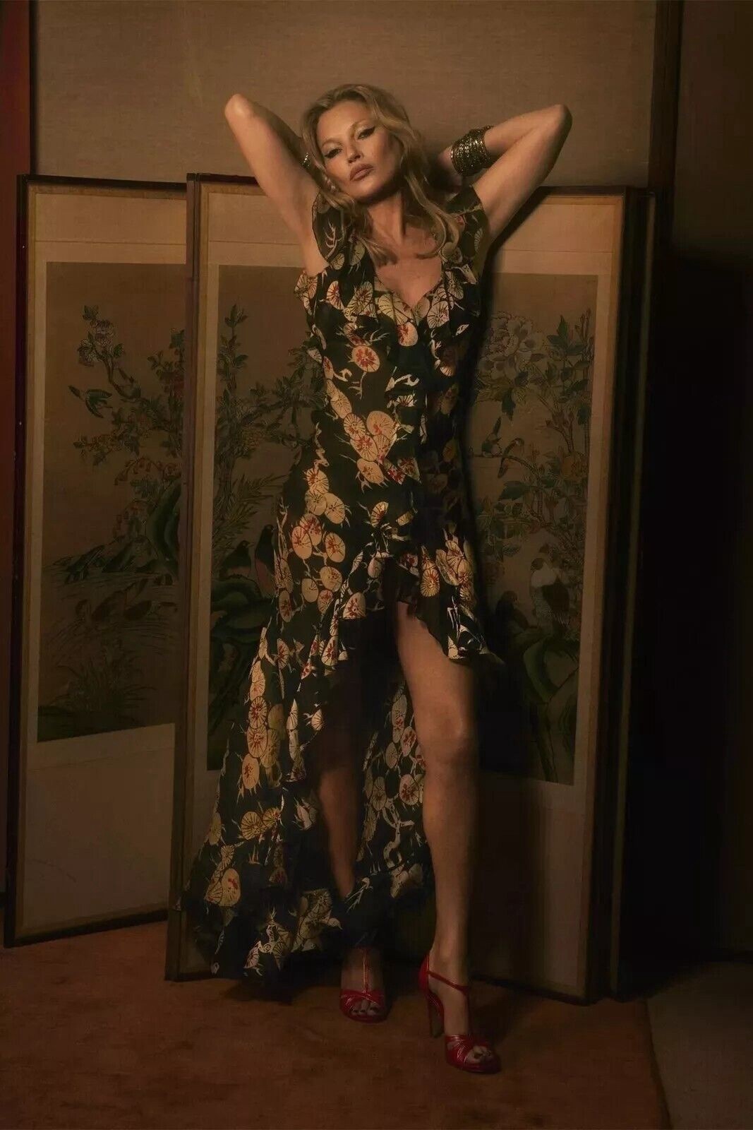Zara Kate Moss Printed Black Dress M & L New
