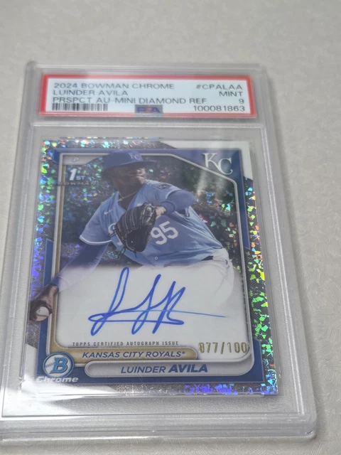 2024 Bowman Chrome Diamond Auto Luinder Avila # CPALA 77/100 PSA 9 Royals