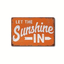 Vintage "Let The Sunshine In" Tin Metal Signs Home Décor 8x12 Inch Wall Hanging