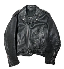 Vintage UNIK Leather Motorcycle Jacket Mens 50 Large Black Punk Perfecto