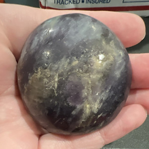 Purple Fluorite Polished Crystal palm stone Ball UV Reactive 117g