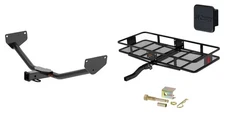 Trailer Hitch + Cargo Carrier Basket Folding + Anti-Rattle Pin Kit CURT #13585