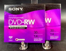 2x Sony Handycam DVD-RW Mini Discs 1.4GB 30Min Single Sided Sealed
