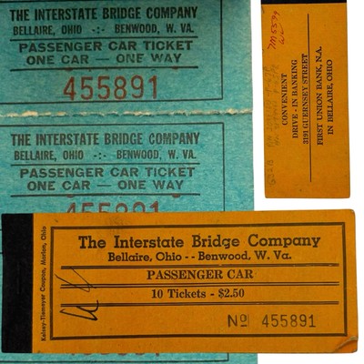 Vintage Interstate Bridge Co Bellaire Ohio Bridge Bank Benwood WV Zugtickets
