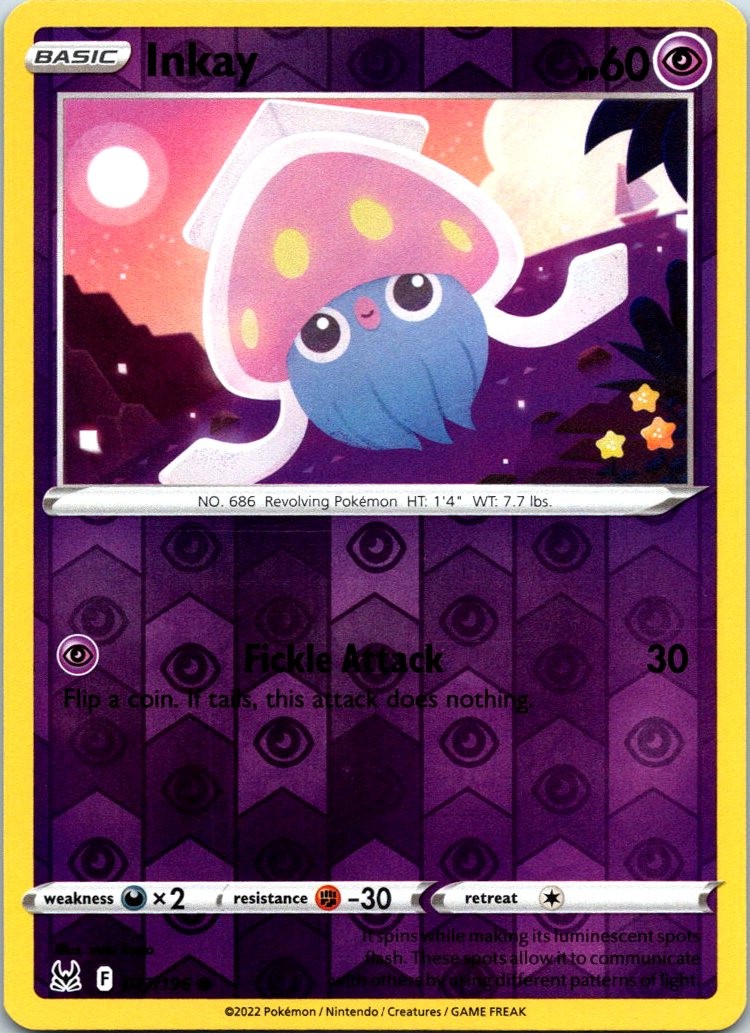Inkay (077) 077/196 Common Reverse Holo SWSH11: Lost Origin NM Pokemon