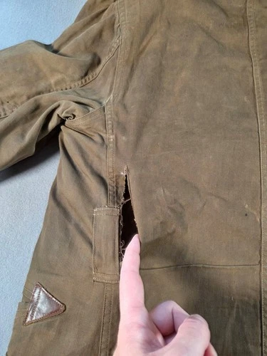 Vintage Barnstormer Coat Mens Small Brown Moleskin Shearling Lined Leather Trim image 9