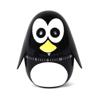 KIKKERLAND Penguin Kitchen Timer, Black-white