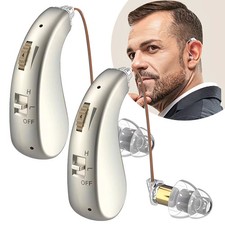 1 Pair Rechargeable Hearing Aids for Seniors with Noise Cancelling BTE Ear Aids
