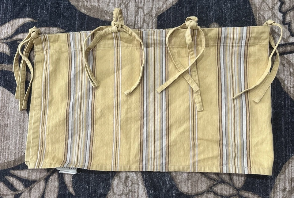 Pottery Barn Valance Curtains Set Of 3 43”x13” Gold Stripped Chevron Cottagecore - Image 2 of 4