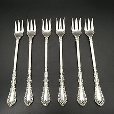 Antique Rogers  Floral Scrolling Cocktail Silverplate Forks Set Of 6