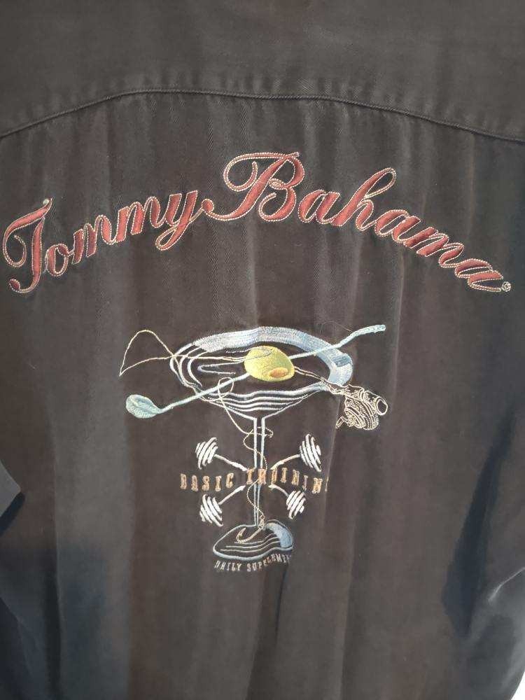 Tommy Bahama Basic Training Black Silk Shirt Shor… - image 1
