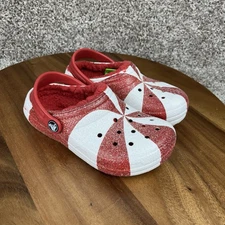 Crocs Kids Christmas/Holiday Size 13 Peppermint Glitter Classic Lined Red White