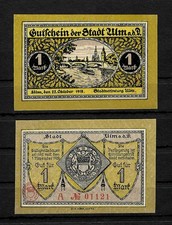 Gutschein der Stadt Ulm, 1918, Notgeld, 1 Mark