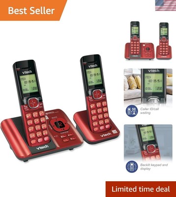 Red DECT 6.0 Digital Phone System with Easy Hands-Free & Intercom - 2 Handsets