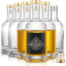 Glass Bottles, Clear Liquor Bottles, Heavy Base Glass Bottle with