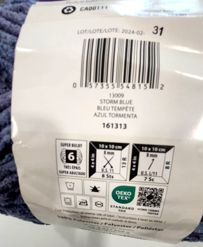 Manta Bernat Mist-ical, Yarnspirations 10 oz azul tormenta, lote de 2 esquís Foto 3 de 4