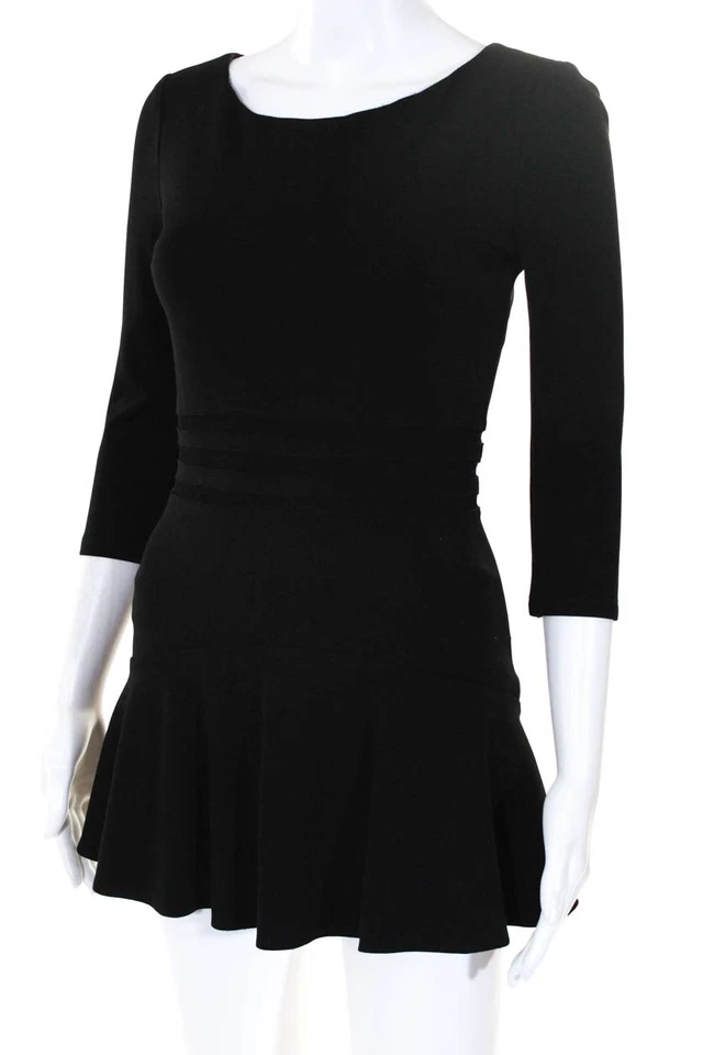 Vestido tess ERIN erin fetherston feminino manga longa preto tamanho 0 10640700 - Imagem 2 de 4