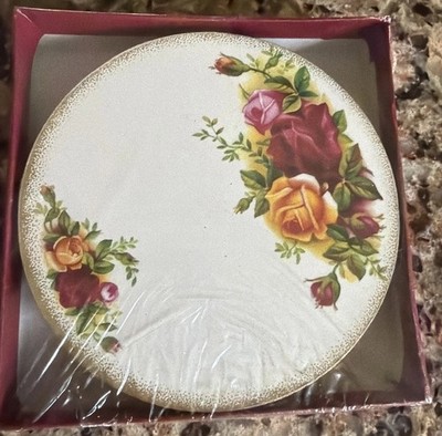 Royal Albert Old Country Roses 4'' Cork Coasters Set Of 4 New Boxed -no Lid