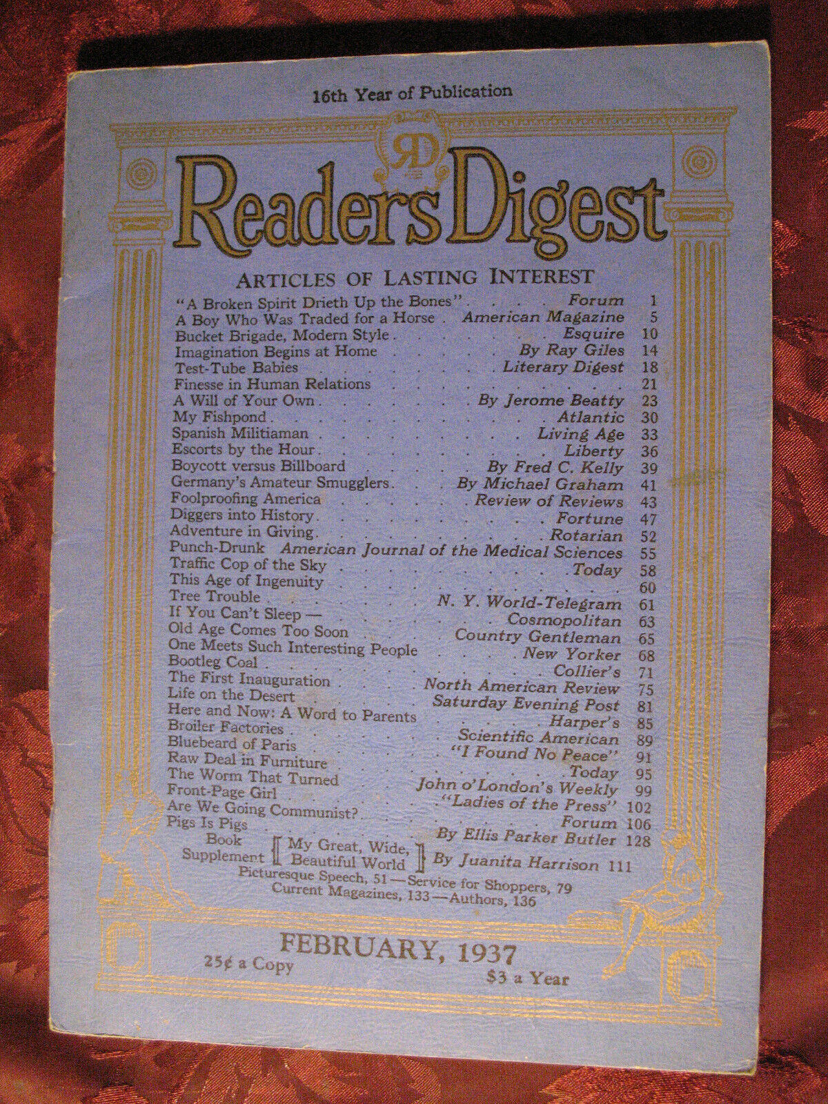 Readers Digest February 1937 Stephen Leacock Fred Kelly Jerome Beatty