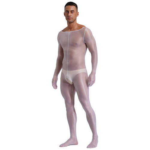 Sexy Body Para Hombres Sissy Bodystockings Ver A Través Con Capucha Sin Entrepierna - Imagen 15 de 43