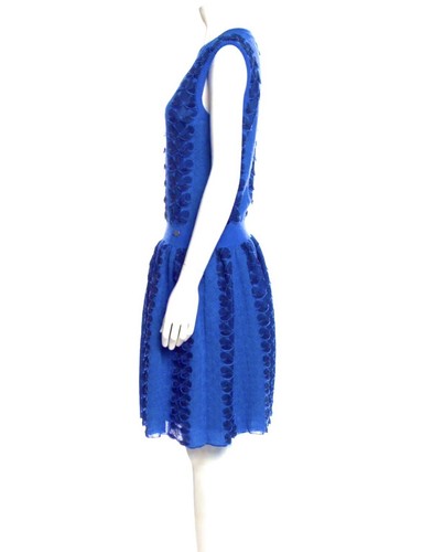 5K New Chanel 2016 Paris Seoul Blue Midi Petal Dress 36 38 40 4 6 8 Logo S M L - Picture 22 of 24