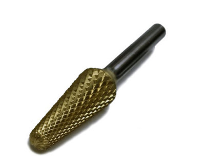BesQual B-1/2 Cone Lathe Carbide Bur 1/4'' Shank, Titanium Nitrite Coate-313-1202