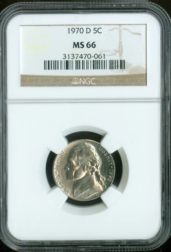 1970 D JEFFERSON NICKEL NGC MS66 .