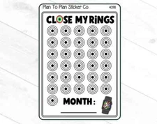 4098~~Close My Rings Fitness Challenge Planner Stickers.