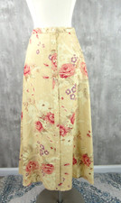 Vintage 90s Ralph Lauren Cottagecore A-Line Floral Linen Button Midi Skirt Sz 12