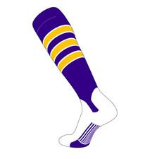 TCK Elite Baseball Knee High Stirrup Socks (D, 5in) Purple, White, Gold