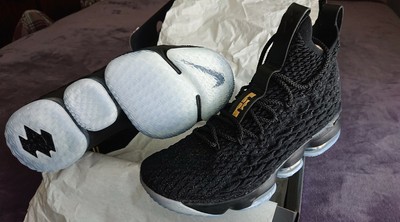 lebron 15 black and gold size 12