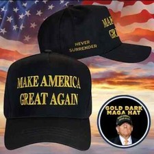 Trump Black Cap Gold Embroidery Golden Era MAGA Hat Make America Great Again