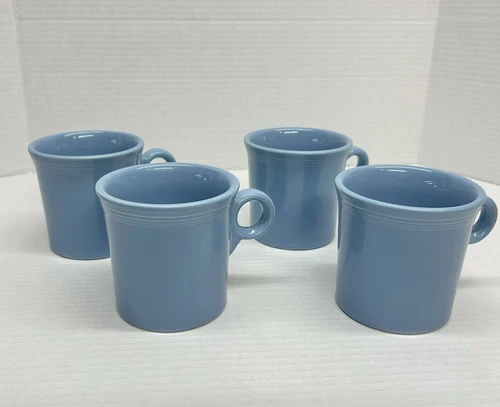 Fiesta Periwinkle Blue Ring Handle 10 Oz Mugs HLC Lot Of 4