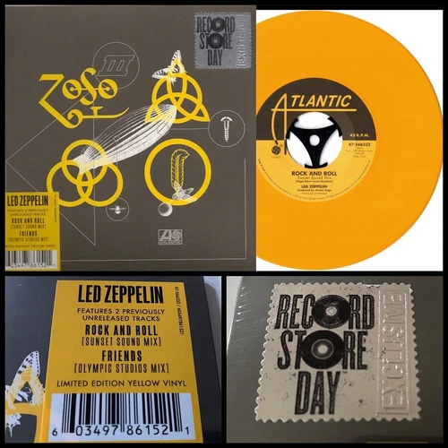 Led Zeppelin Rock And Roll b/w Friends 2018 RSD Picture Sleeve Yellow Vinyl NEW