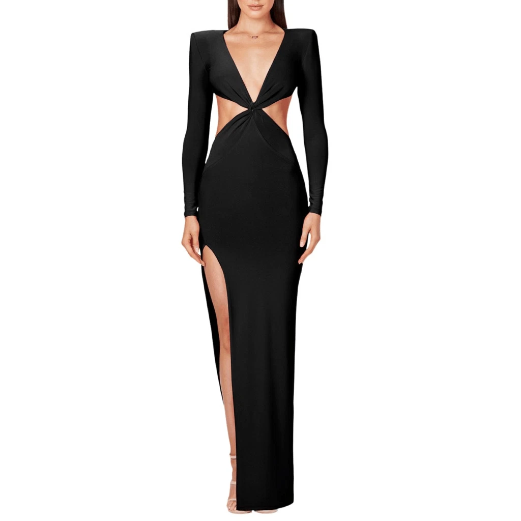 cocktail dresses midi long sleeve Long Sleeve Floral Print Midi Dress – HAREM's Brides main image 0
