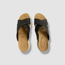 Easy Spirit Women's Black Taite Square Toe Casual Flat Sandals Size 9.5/10