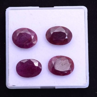 4 Stück Natürlicher Afrikanischer Rubin Nicht Erhitzt 15mm-16mm Hochwertig Oval - Bild 1 von 4