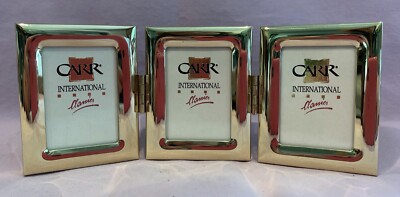 1 x 2 TRIPLE WALLET SIZE - SHINY POLISHED SILVER/GOLD METAL - CARR PICTURE FRAME