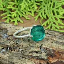 Faceted Apatite Gemstone 925 Sterling Silver Ring Handmade Jewelry Ring Gift