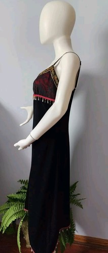 Betsey Johnson NY VTG Slip Dress Y2K Stretch Velvet Floral Lace Beaded Sz L - Picture 17 of 24